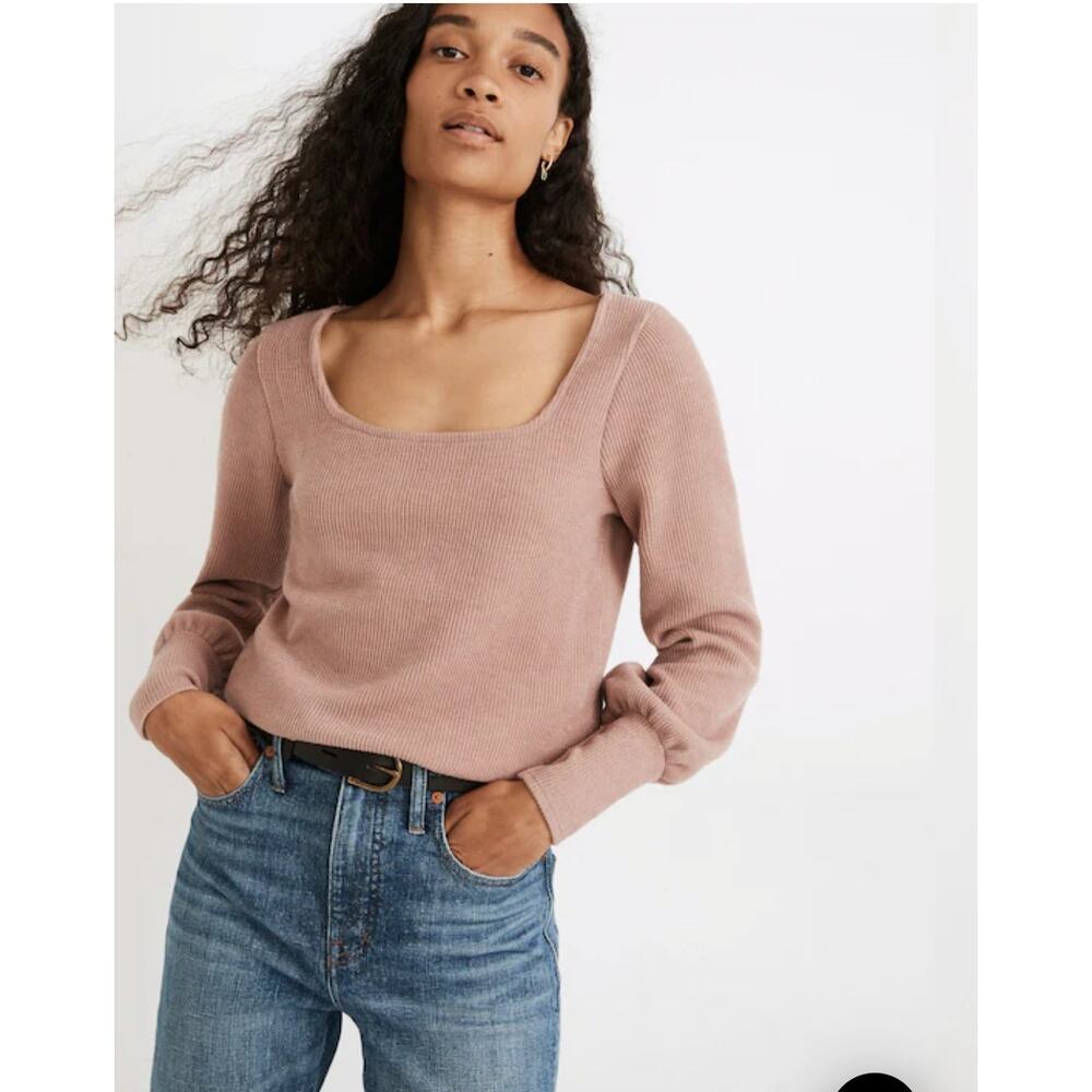 MADEWELL Ottoman Rib Square-Neck Top in Rusty Torch Size S - Picture 6 of 8